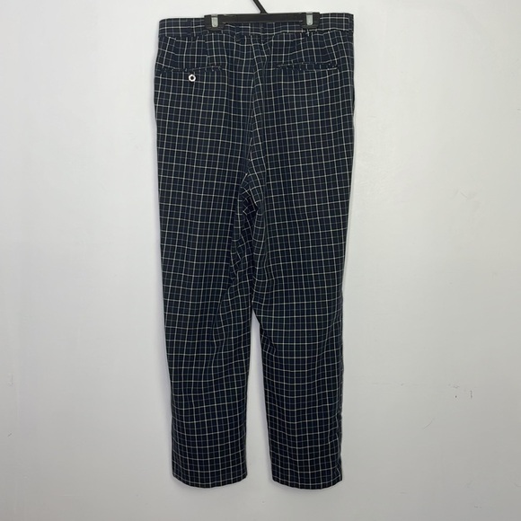 Classy Handock lightweight canvas window grids print navy trousers - Picture 7 of 9